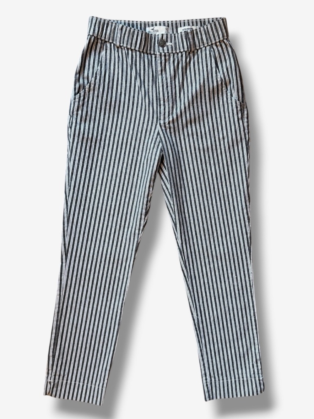 Hollister Ultra High Rise Striped Crop Pants XS Black White Straight